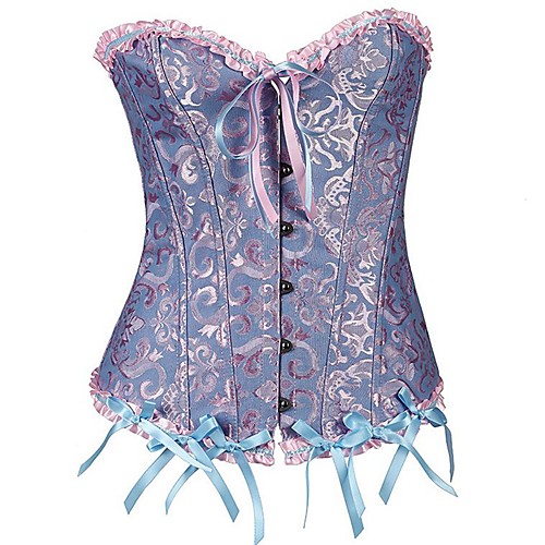 

Women's Hook & Eye Overbust Corset - Geometric, Bow / Basic White Black Blue S M L