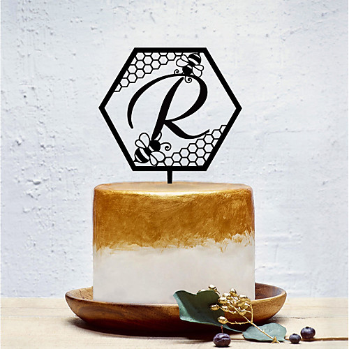 

Cake Topper Floral Theme / Classic Theme / Creative Personalized / Romantic Acrylic Wedding / Party Evening with Solid 1 pcs OPP