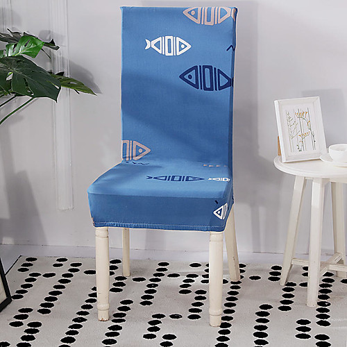 

Blue Fish Print Very Soft Chair Cover Stretch Removable Washable Dining Room Chair Protector Slipcovers Home Decor Dining Room Seat Cover