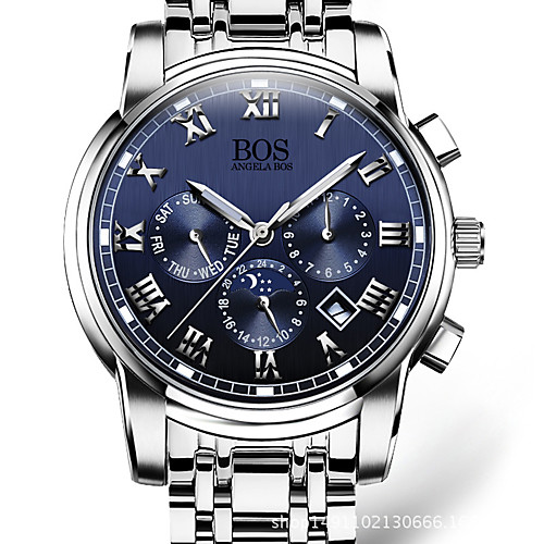 

AngelaBOS Men's Wrist Watch Aviation Watch Analog Quartz Oversized Casual Calendar / date / day Luminous Day Date / Stainless Steel / Stainless Steel
