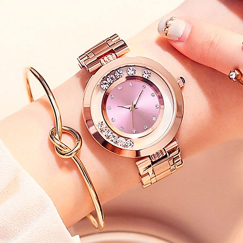 

Women's Quartz Watches Casual Fashion Rose Gold Stainless Steel Chinese Quartz Red Blushing Pink Purple Water Resistant / Waterproof New Design Imitation Diamond 30 m 2pcs Analog