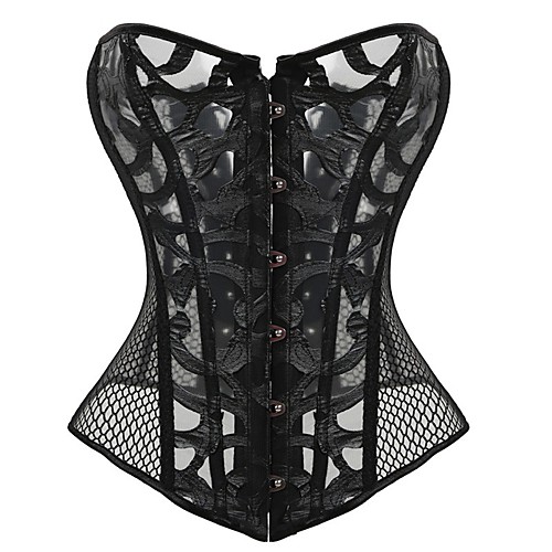 

Women's Hook & Eye Overbust Corset - Embroidery / Embroidered / Printing White Black XS S M