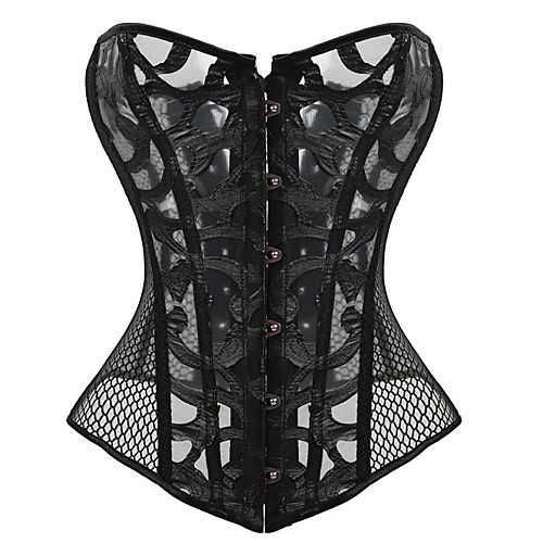 

Women's Lace Up Overbust Corset - Spots & Checks / Grid Pattern, Modern Style / Basic White Black XS S M