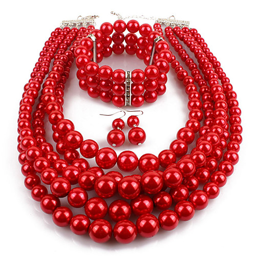 

Women's Bracelet Bangles Necklace Earrings Geometrical U Shape Simple Sweet Fashion Cute Elegant Imitation Pearl Earrings Jewelry Light Black / Red / Dark Red For Wedding Party Daily Club Festival 1