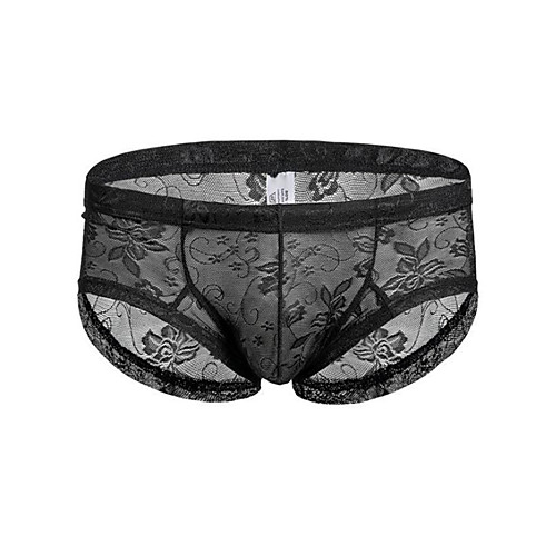 

Men's Lace Boxers Underwear - Normal 1 Piece Low Waist Black White Purple M L XL