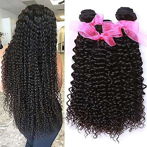 

3 Bundles Malaysian Hair Curly Kinky Curly Virgin Human Hair 100% Remy Hair Weave Bundles 150 g Headpiece Natural Color Hair Weaves / Hair Bulk Bundle Hair 8-28 inch Natural Color Human Hair Weaves