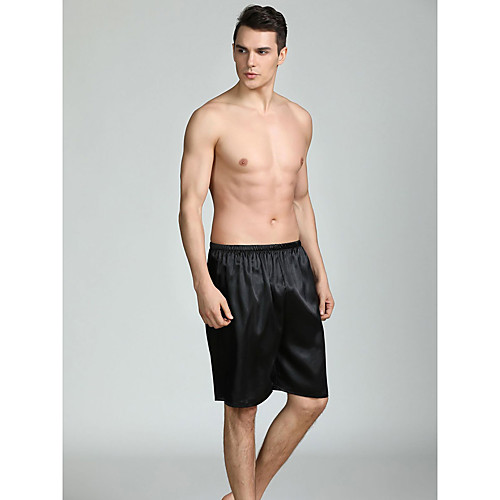 

Men's Plus Size Round Neck Satin & Silk Pajamas - Split, Solid Colored / Summer / Sexy