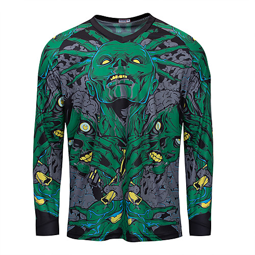 

Men's Short Sleeve Cycling Jersey Forest Green Skull Bike Jersey Top Mountain Bike MTB Road Bike Cycling Breathable Quick Dry Sweat-wicking Sports Clothing Apparel / Stretchy / SBS Zipper