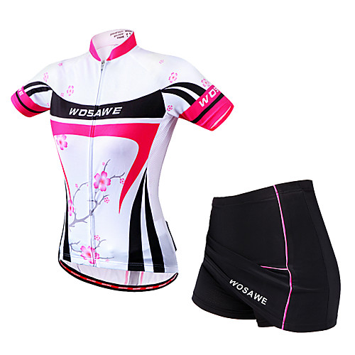 

WOSAWE Women's Short Sleeve Cycling Jersey with Skirt Elastane Polyester Fuchsia Bike Clothing Suit Breathable 3D Pad Quick Dry Reflective Strips Sweat-wicking Sports Mesh Mountain Bike MTB Road Bike