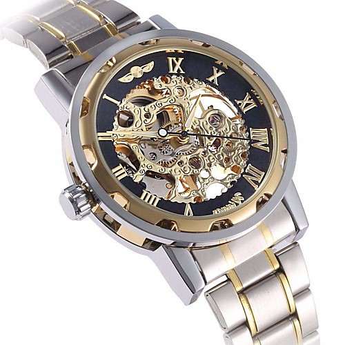 

WINNER Men's Skeleton Watch Wrist Watch Mechanical Watch Automatic self-winding Stainless Steel Silver Hollow Engraving Analog Luxury fancy - Golden