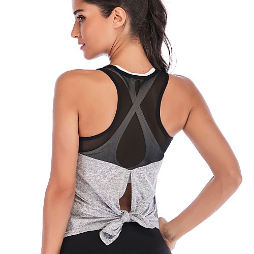 

Activewear Vest Criss Cross Split Joint Women's Training Performance Sleeveless Elastane Polyster