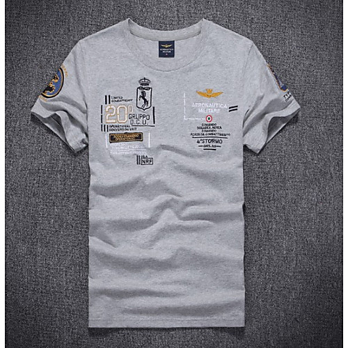 

Men's Graphic Letter Slim T-shirt Round Neck White / Navy Blue / Gray