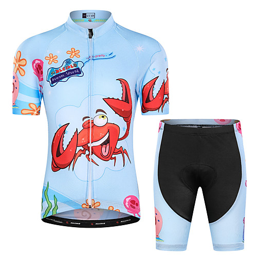 

Malciklo Boys' Girls' Short Sleeve Cycling Jersey with Shorts - Kid's Sky Blue Red / Yellow Floral Botanical Bike Clothing Suit UV Resistant Breathable Moisture Wicking Quick Dry Reflective Strips