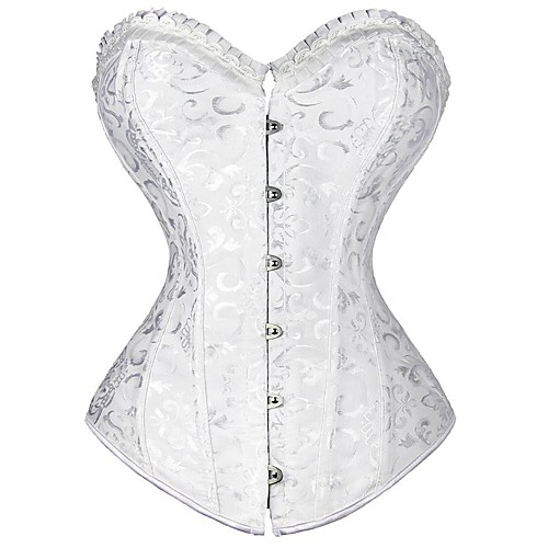 

Women's Hook & Eye Overbust Corset - Print / British, Deep V / Basic White Black S M L