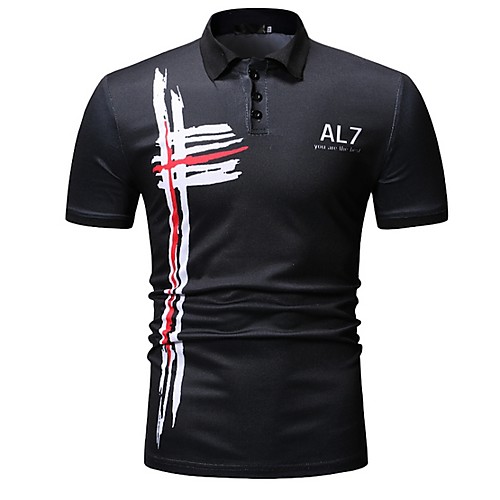 

Men's Polo Letter Tops Black Navy Blue