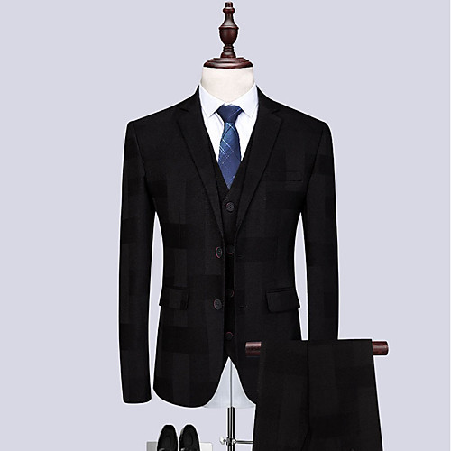 

Tuxedos Tailored Fit / Standard Fit Notch Single Breasted Two-buttons Wool / Polyester Plaid / Check