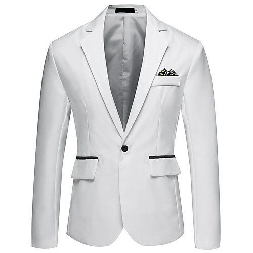 

Men's Blazer, Solid Colored / Color Block Notch Lapel Acrylic / Polyester Gray / Light Blue / Royal Blue