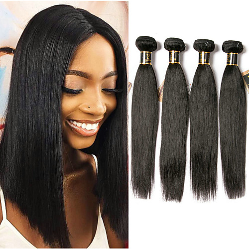 

4 Bundles Brazilian Hair Straight 100% Remy Hair Weave Bundles 200 g Natural Color Hair Weaves / Hair Bulk Bundle Hair Human Hair Extensions 8-28 inch Natural Color Human Hair Weaves Soft Hot Sale