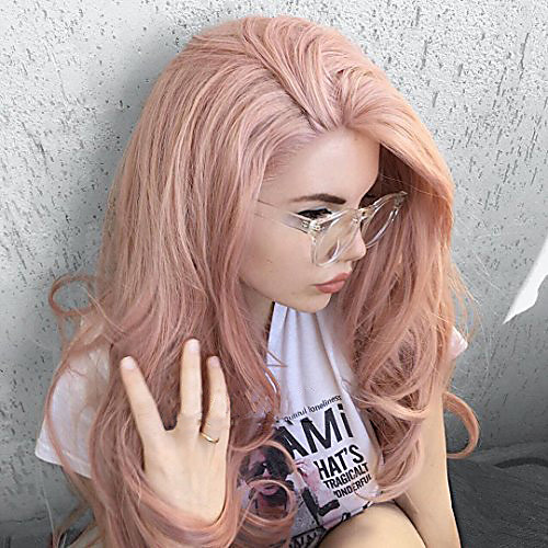 

Synthetic Wig Body Wave Asymmetrical Wig Pink Long Pink Purple Synthetic Hair 25 inch Women's Best Quality Pink Purple