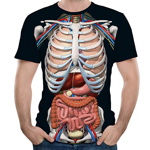 

Men's T shirt Graphic 3D Skull Print Tops Black