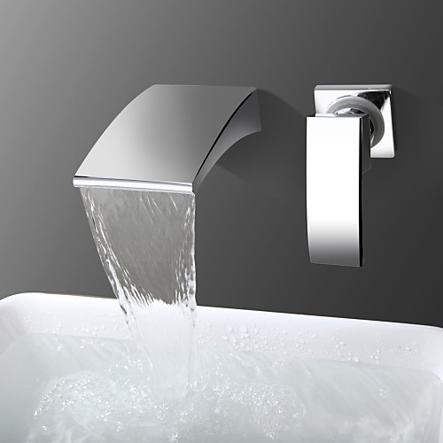 

Bathroom Sink Faucet - Waterfall Chrome Wall Mounted Single Handle Two HolesBath Taps