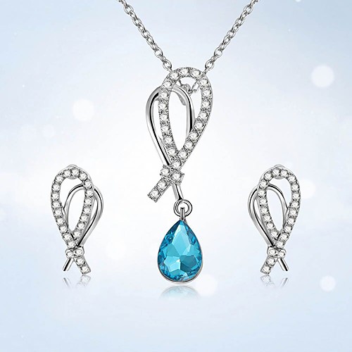 

Women's Crystal Stud Earrings Pendant Necklace Briolette Drop European Trendy Fashion Rhinestone Earrings Jewelry Blue / Pink For Party Street Holiday Festival 3pcs