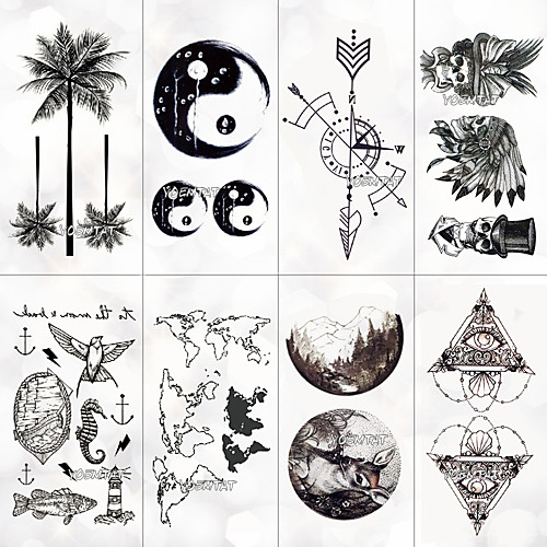 

8 pcs Temporary Tattoos Water Resistant / Best Quality Face / Hand / brachium Tattoo Stickers