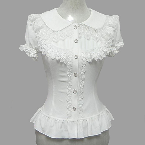 

Princess Sweet Lolita Blouse / Shirt Women's Girls' Japanese Cosplay Costumes White Lace Puff Balloon Sleeve Short Sleeve Lolita / Chiffon