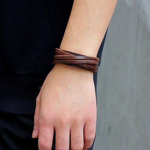 

Men's Vintage Bracelet Leather Bracelet Bracelet Braided Weave Vintage Punk Rock Fashion Steampunk Leather Bracelet Jewelry Black / Brown For Party Carnival Street Club Festival / Wide Bangle