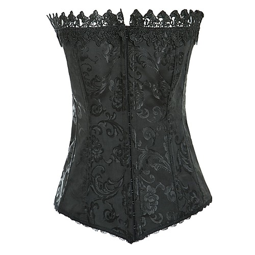 

Women's Hook & Eye Overbust Corset - Geometric / Solid Colored, Modern Style / Basic White Black S M L