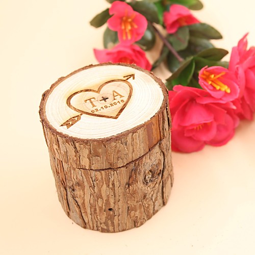 

Personalized Ring Boxes Wood Necklace Cylinder Engraved