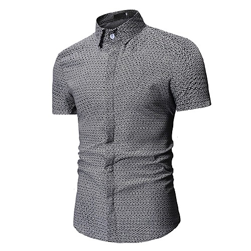 

Men's Shirt Striped Check Print Tops White Black Gray