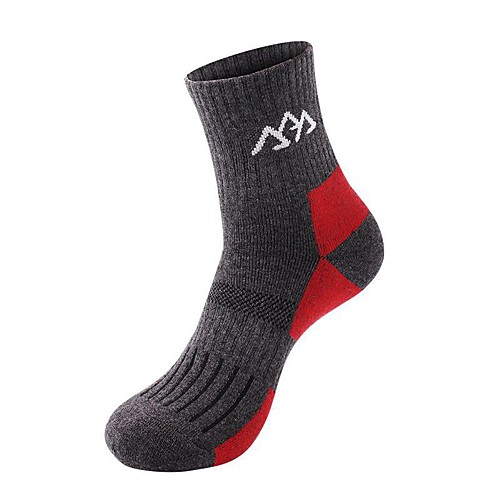

Men's Women's Hiking Socks 1 Pair Crew Socks Winter Outdoor Windproof Quick Dry Warm Stretchy Long Socks Cotton Red Blue Grey for Climbing