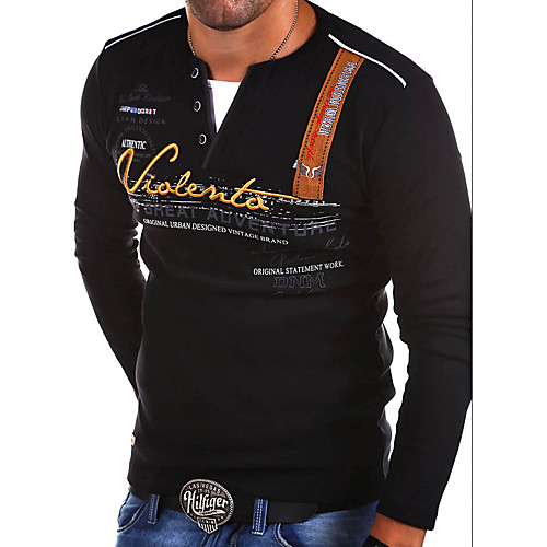 

Men's Letter T-shirt V Neck White / Black / Blue