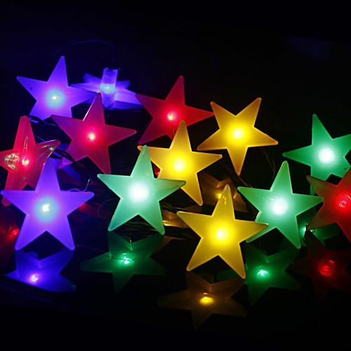 

2m 20 LEDs Milky White Stars String Lights White Warm White Multi Color Party Decorative Lovely 3 AA Batteries Powered 1pc