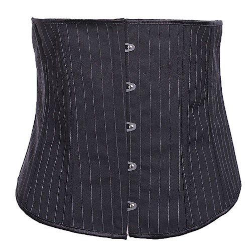 

Women's Hook & Eye Underbust Corset - Solid Colored / Vertical Stripes, Modern Style / Basic Black S M L