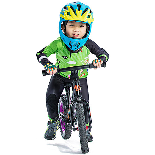 

SANTIC Boys' Long Sleeve Cycling Jersey with Tights - Kid's Winter Silicone Mesh Spandex Green Cartoon Bike UV Resistant Breathable Quick Dry Sports Cartoon Mountain Bike MTB Road Bike Cycling