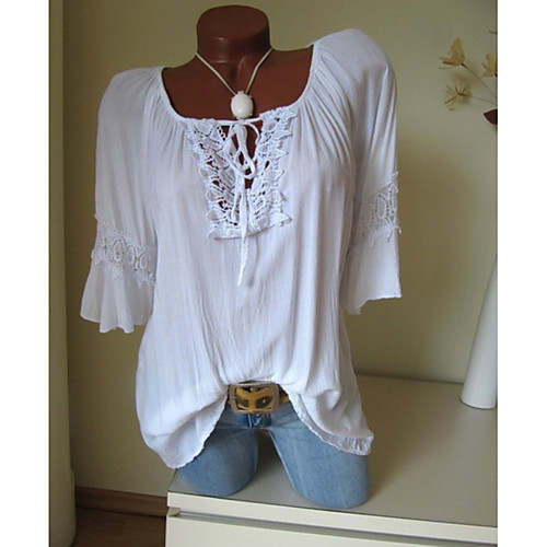 

Women's Plus Size Solid Colored Shirt White / Blue / Red / Blushing Pink / Gray / Light Blue