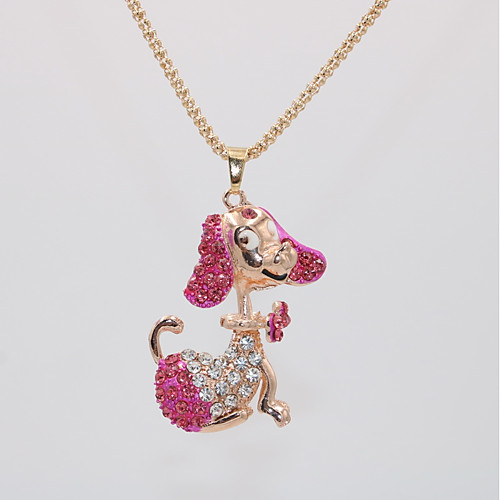 

Women's Pendant Necklace Necklace Long Necklace Classic Dog Animal Unique Design Sweet Fashion Cute Chrome Rose Gold Plated Red Pink Light Blue 70 cm Necklace Jewelry 1pc For Birthday Graduation