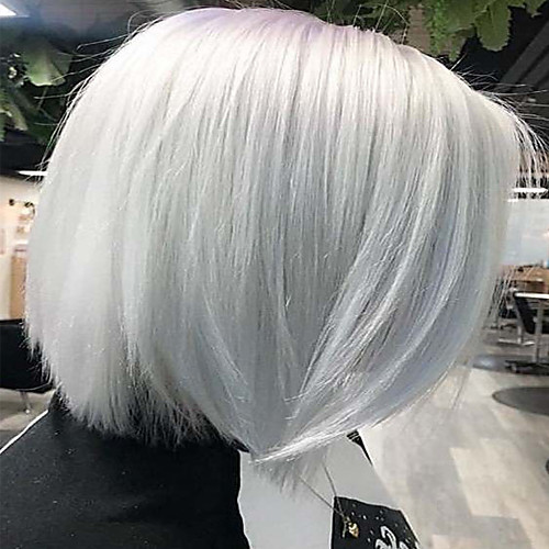 

Costume Accessories Synthetic Wig Classic Natural Straight Bob Middle Part Wig Short White Synthetic Hair 12 inch Women's Synthetic Lovely Fashion White