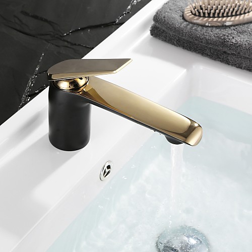 

Bathroom Sink Faucet - Widespread Chrome / Gold / Ti-PVD Free Standing Single Handle One HoleBath Taps