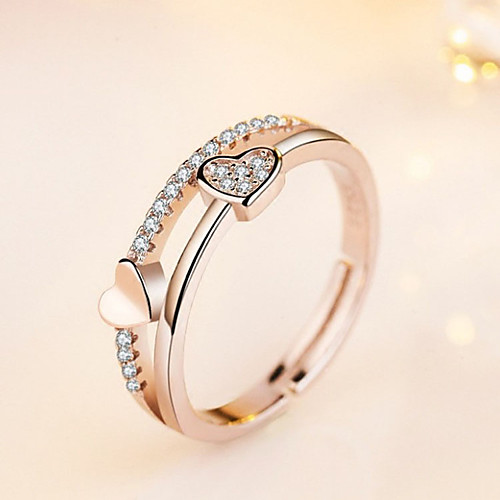 

Band Ring AAA Cubic Zirconia Rose Gold Silver Platinum Plated Rose Gold Plated Imitation Diamond Heart Stylish Simple Elegant 1pc Adjustable / Women's / Knuckle Ring / Open Ring / Adjustable Ring