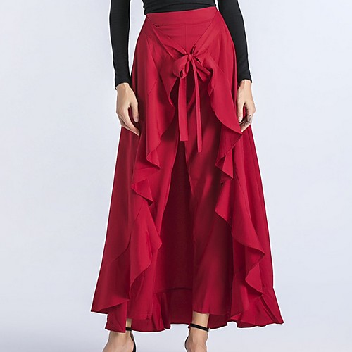 

Women's Chic & Modern Jogger Skirt Swing Pants - Solid Colored Ruffle High Waist Black Blue Red S / M / L / Asymmetrical