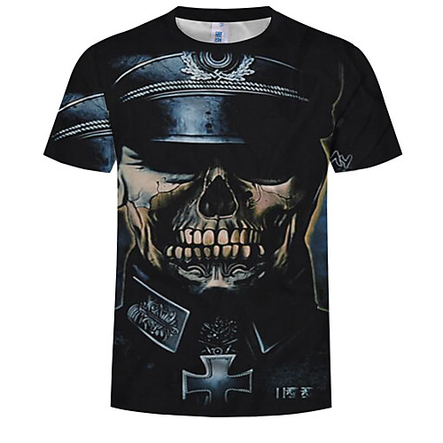 

Men's Plus Size Graphic Skull Print T-shirt Round Neck Black