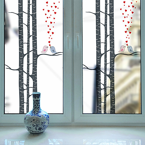 

Love Birds in The Woods Pattern Matte Window Film Cling Vinyl Thermal-Insulation Privacy Protection Home Decor For Window Cabinet Door Sticker / Window Sticker - 11660CM