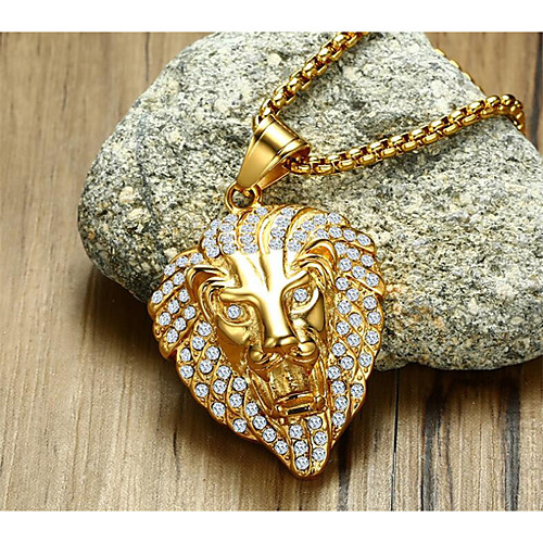 

Men's Cubic Zirconia Pendant Necklace Geometrical Animal Fashion Titanium Steel Gold 60 cm Necklace Jewelry 1pc For Gift Daily