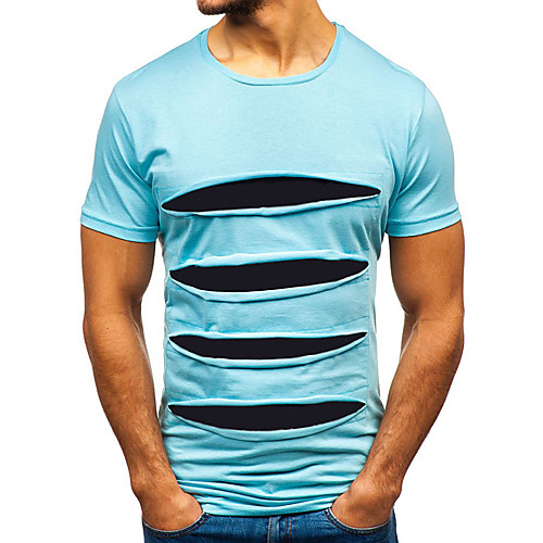 

Men's Graphic Solid Colored T-shirt Daily Sports Round Neck Blue / Gray / Short Sleeve