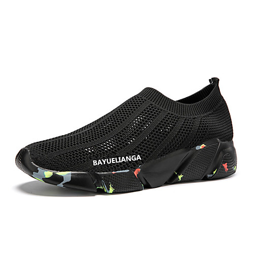 

Unisex Fall Sporty / Casual Daily Outdoor Trainers / Athletic Shoes Running Shoes / Walking Shoes Tissage Volant Breathable Non-slipping Shock Absorbing Black and White / Black / Gray