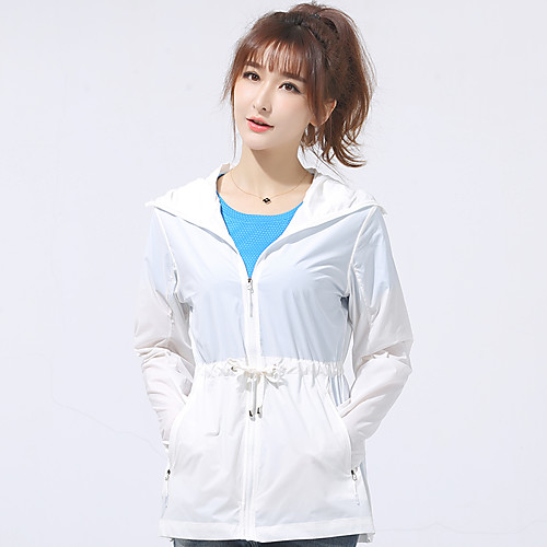 

Wolfcavalry Women's Hiking Jacket Hiking Skin Jacket Hiking Windbreaker Outdoor Solid Color Packable Waterproof Lightweight Windproof Jacket Hoodie Top Single Slider Hunting Fishing Running White