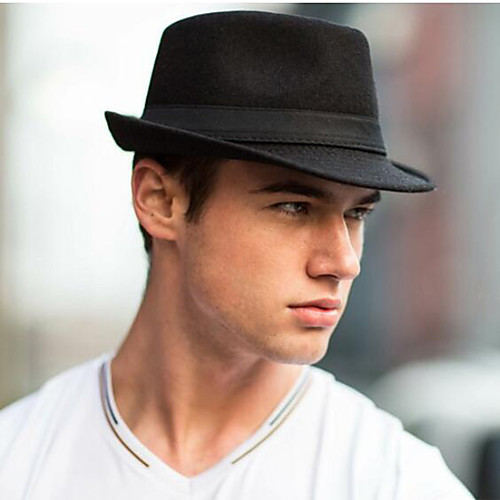 

Men's Fedora Hat Solid Colored Fabric leatherette Hat